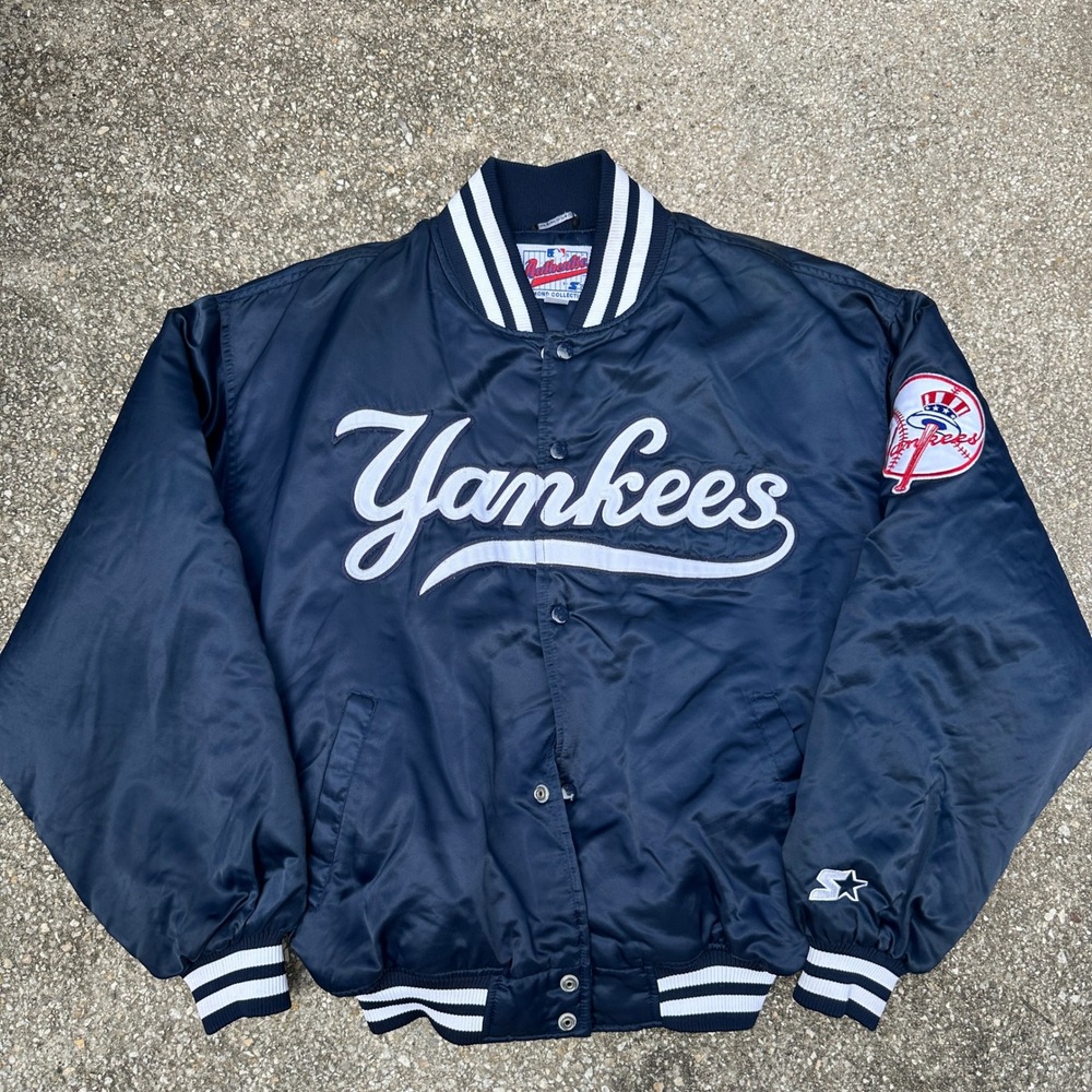 Vintage 90s Starter Diamond Collection New York Yankees Satin Jacket Navy Mens M